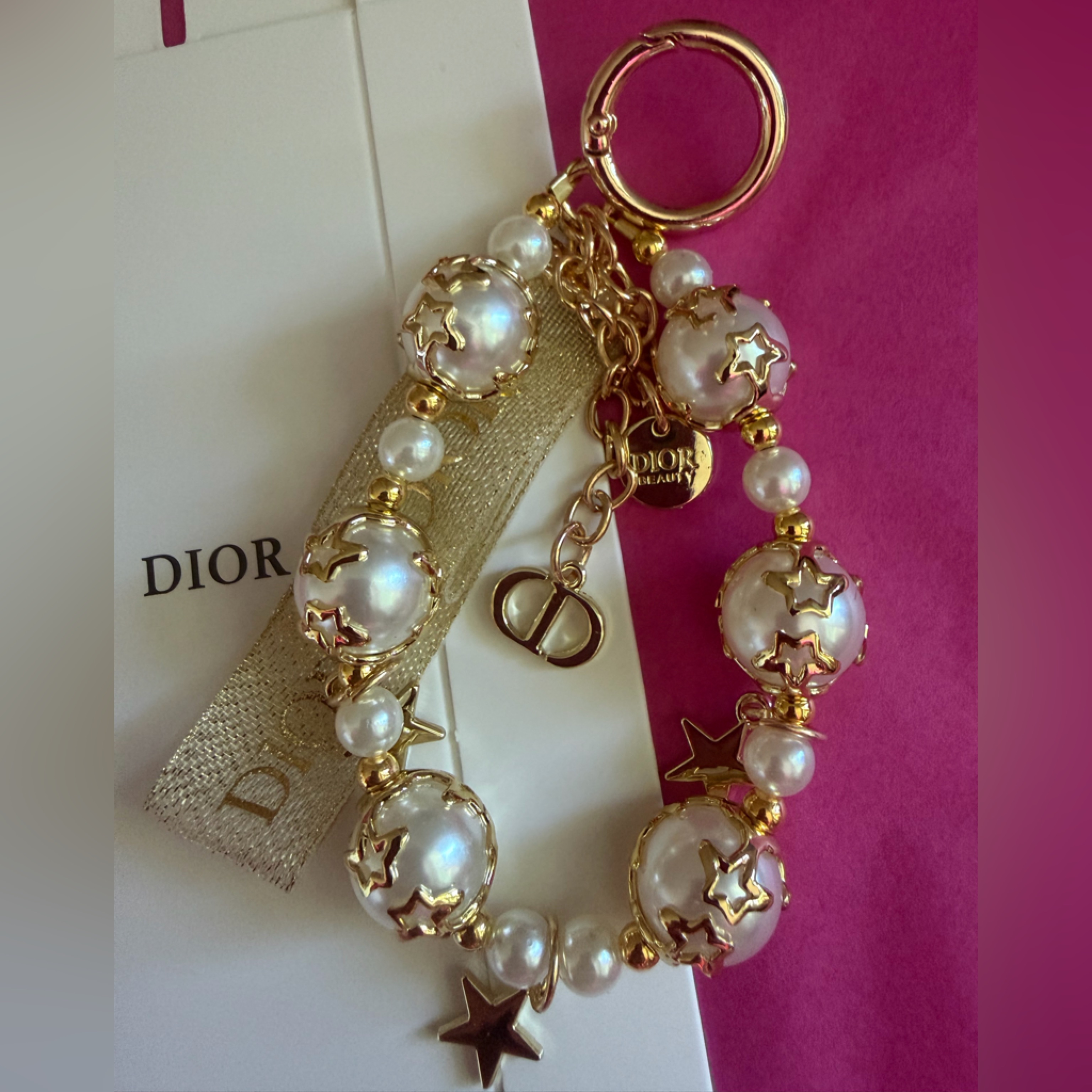 Dior Beauty Pearl Star Keychain  Bag Charm Gwp Vip Comes With Box